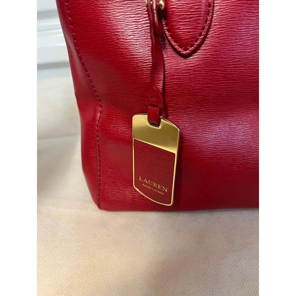 Lauren Ralph Lauren Newbury Red Leather Double Zip Satchel